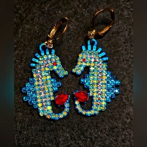 BETSEY JOHNSON *Seahorse* Bling Pierced Earrings